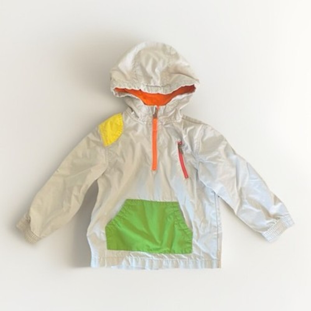 OshKosh Boys' 5T Gray Half-Zip Pullover w/ Orange, Yellow, Green, & Red Accents